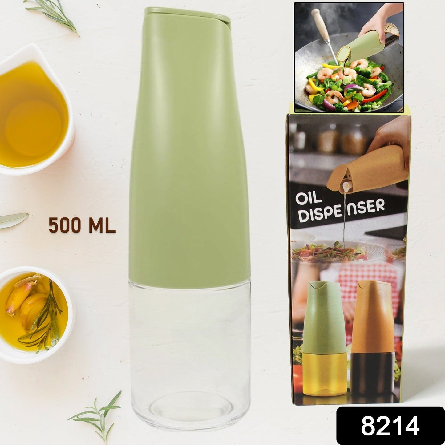 Oil Dispenser 500ml – Auto Open Lid, Non-Drip Bottle | BestyBuys