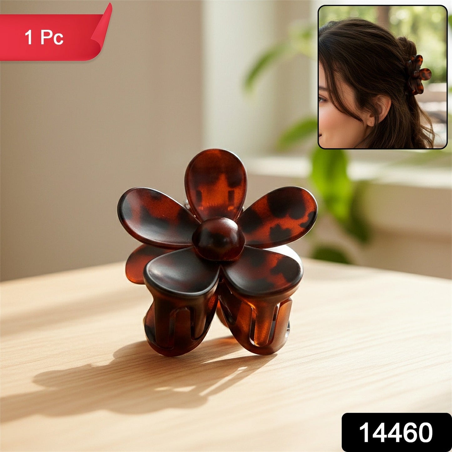 Flower Hair Clip – Elegant Plastic Claw for Secure Hold