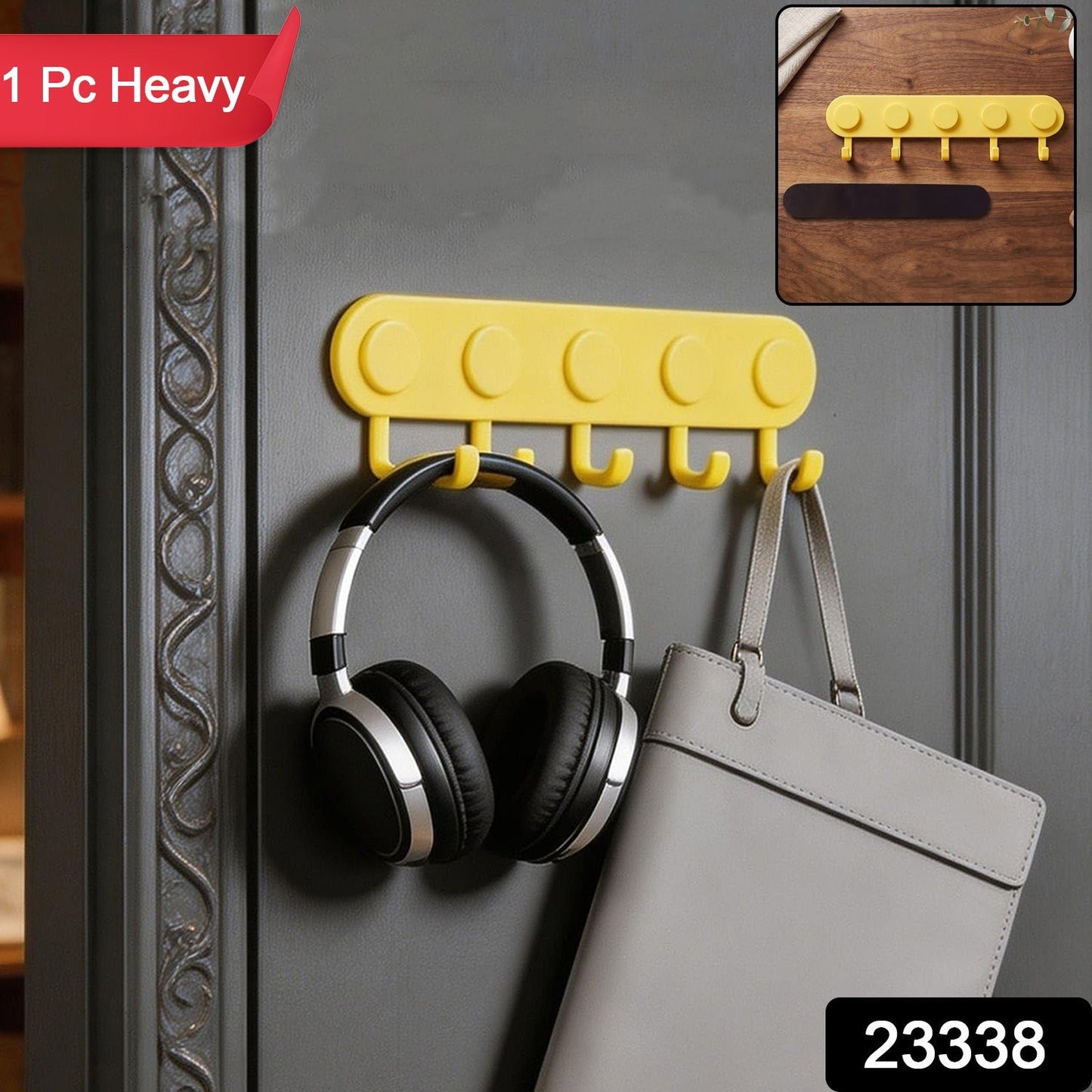 Stay Organized Self-Adhesive Plastic 5-Hook Wall (1 Pc) - main product view