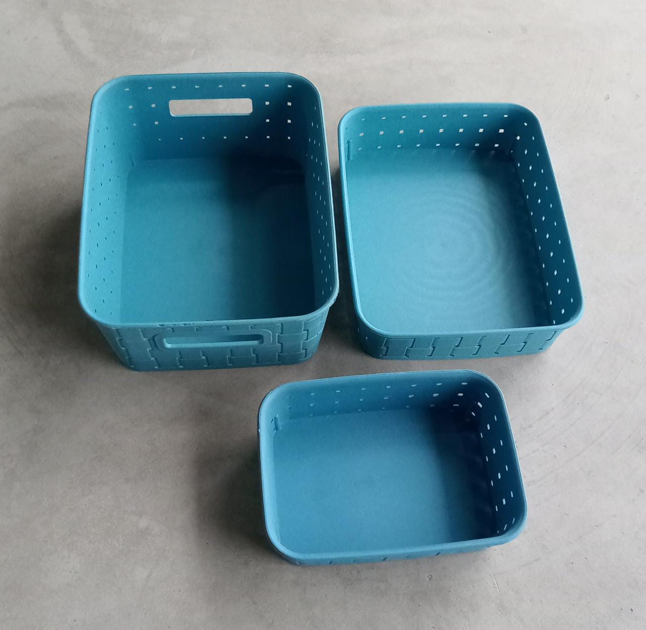 Stay Organized Storage Baskets Set – Food-Grade Plastic, Sky
