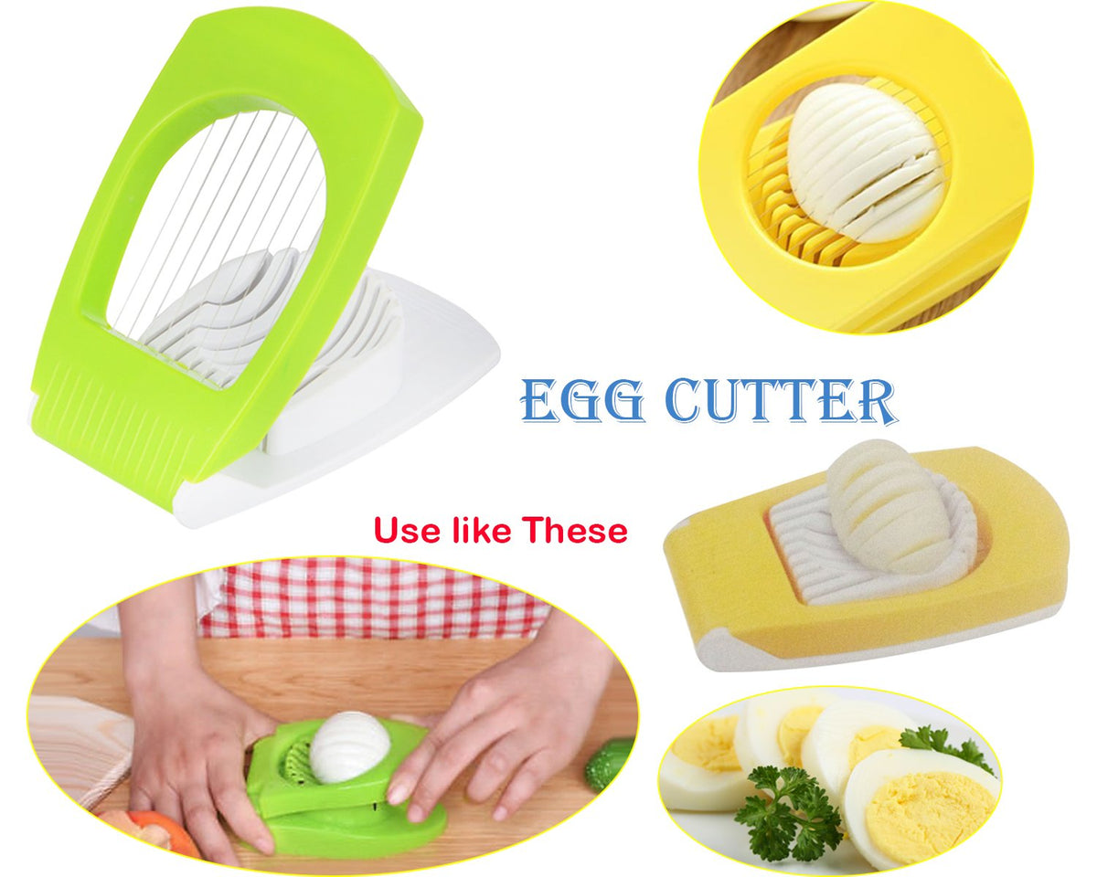 Assortment of Egg Cutters in multiple colors, ready for use.