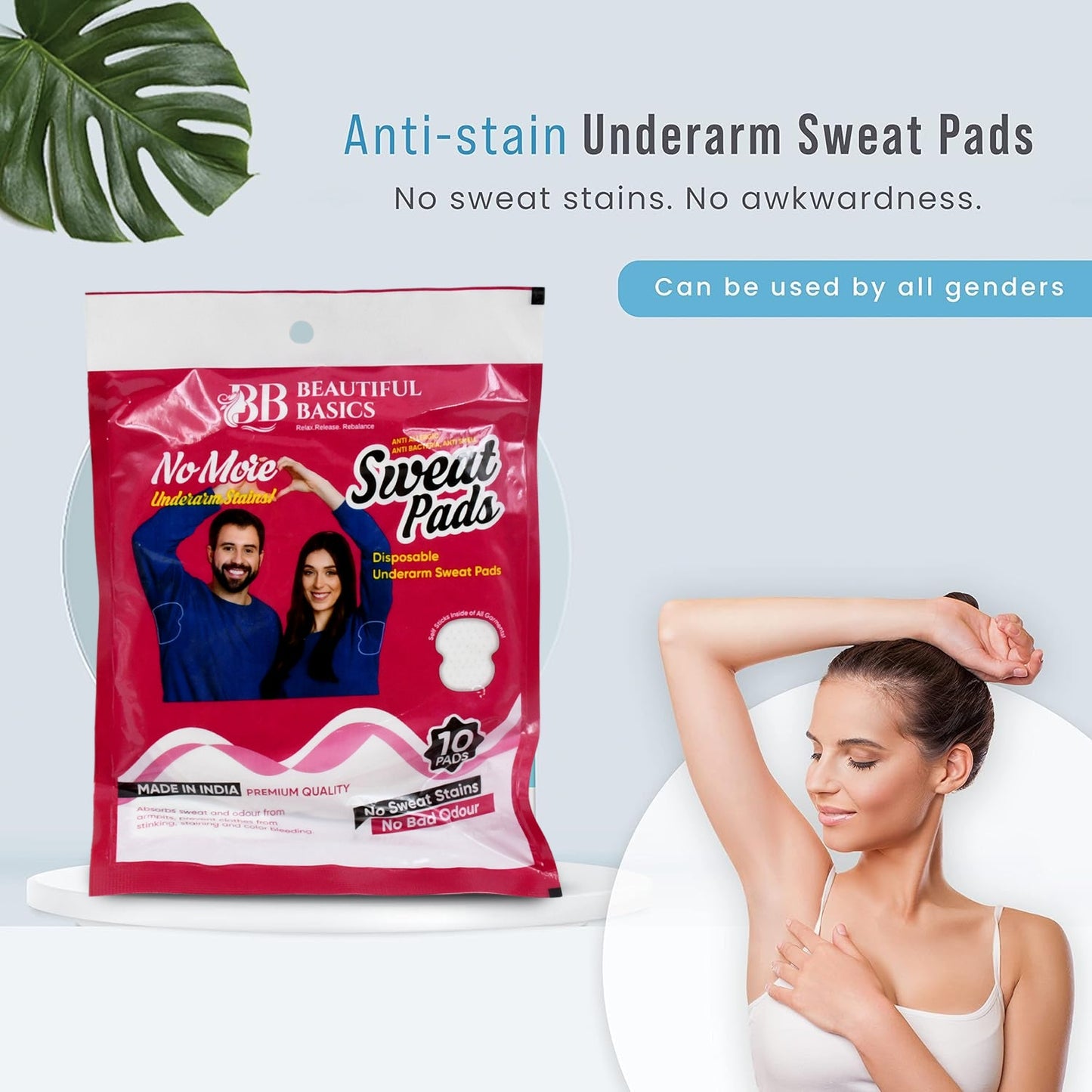 Underarm Sweat Pads – Highly Absorbent Disposable Cotton (10 Pack)