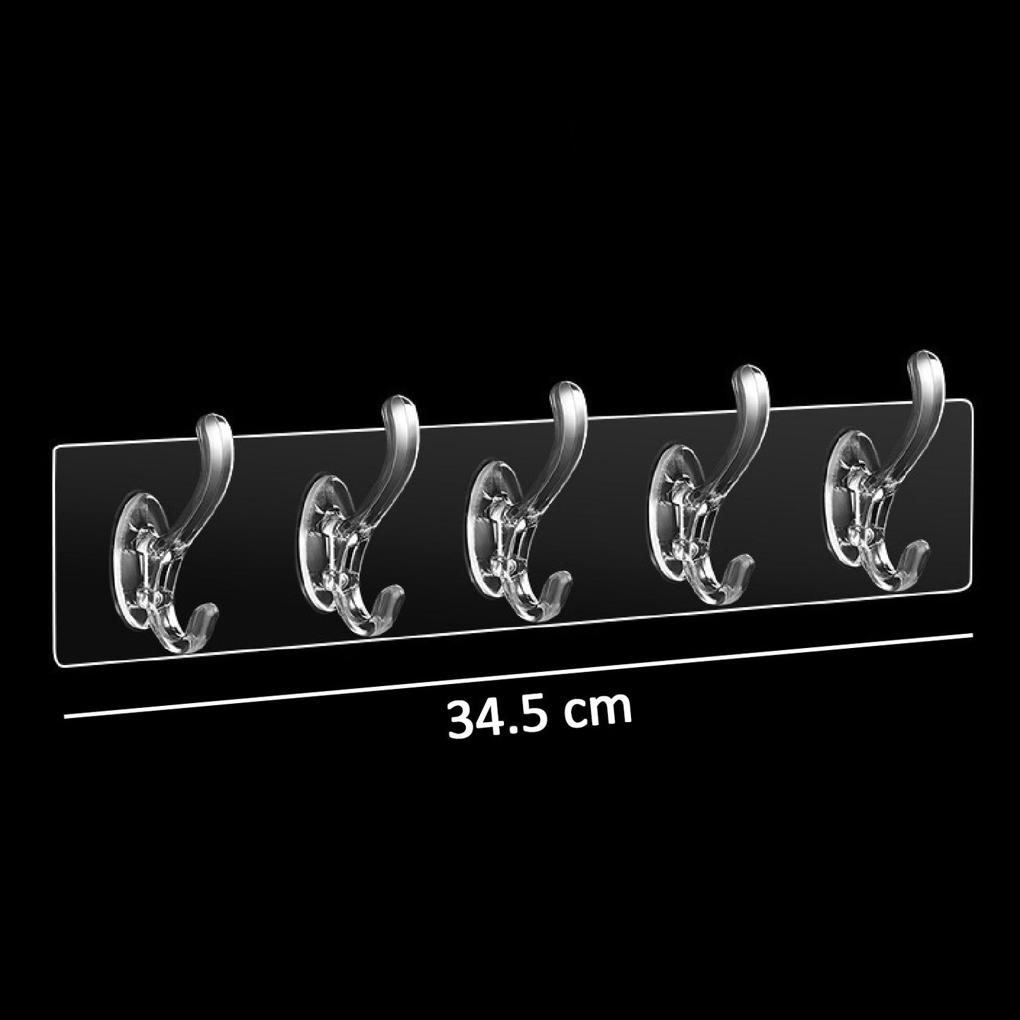 Heavy-Duty Adhesive Wall Hooks – Transparent & 5 Pc