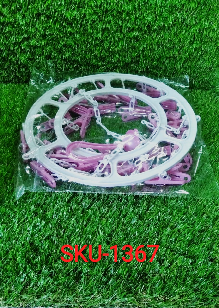 Space-Saving Cloth Drying Hanger – Round with 24 Clips