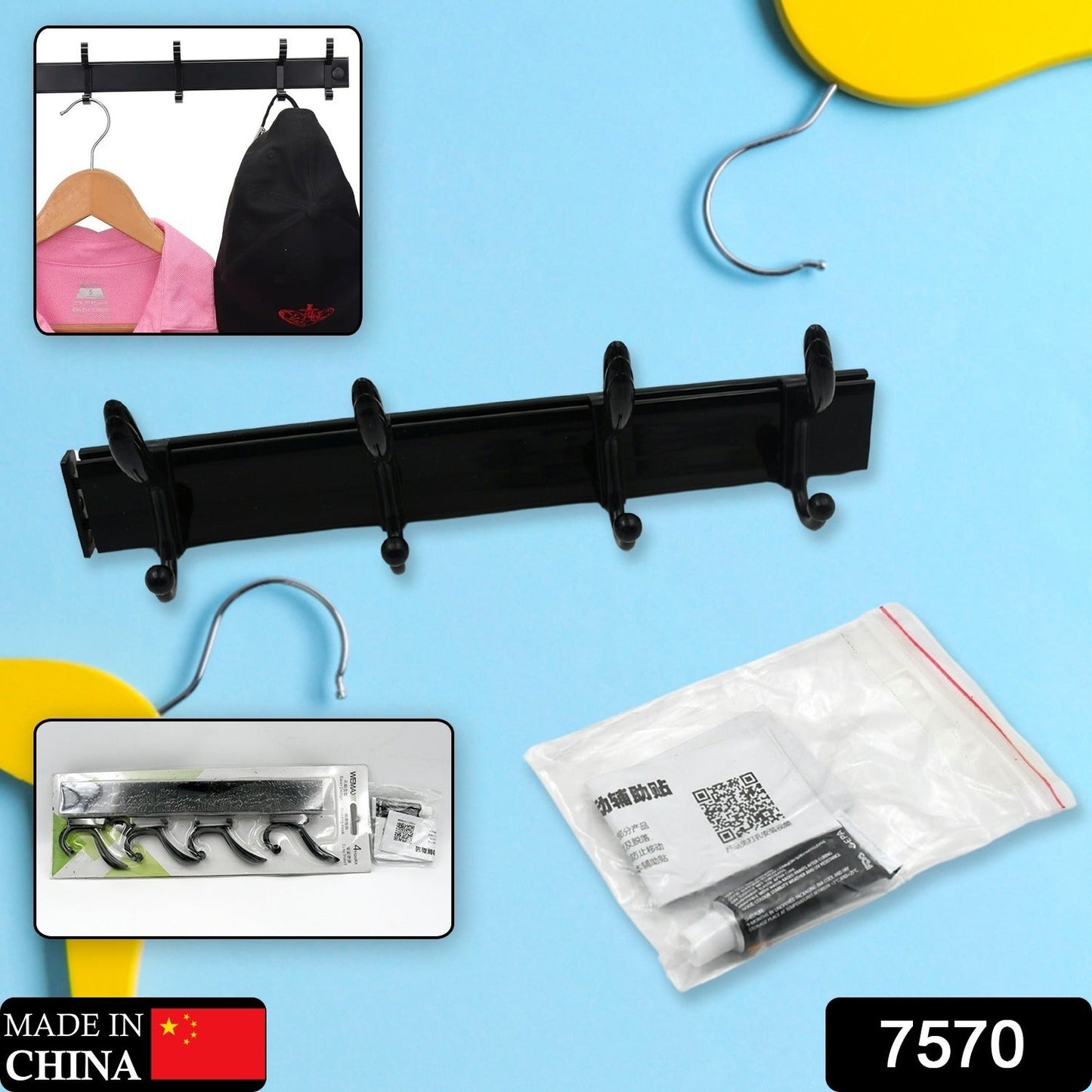Wall Mount Coat Hanger – Hooks, Damage-Free Eco Adhesive