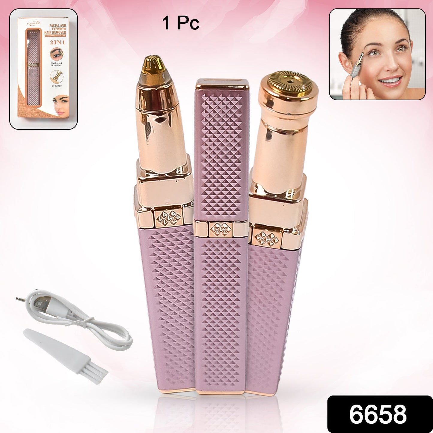 2-in-1 Eyebrow Razor – Rechargeable, Painless Hair Shaver with LED Light
