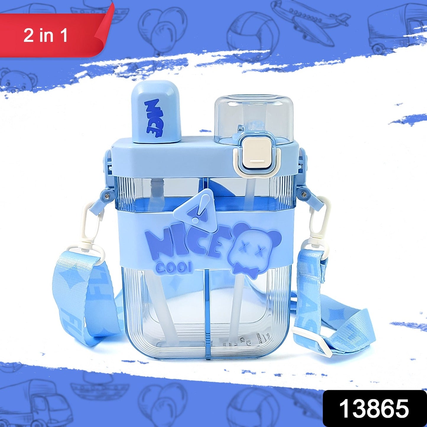 Stay Hydrated Kids Water Bottle with Dual Compartments – Straw