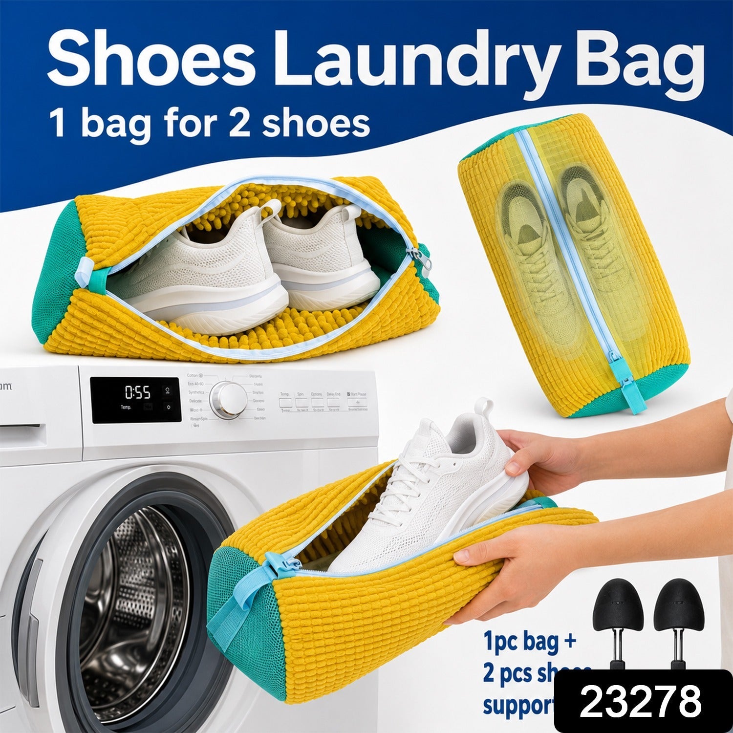 Shoe Laundry Wash Bag with 2 Shoe Support for Washing - main product view