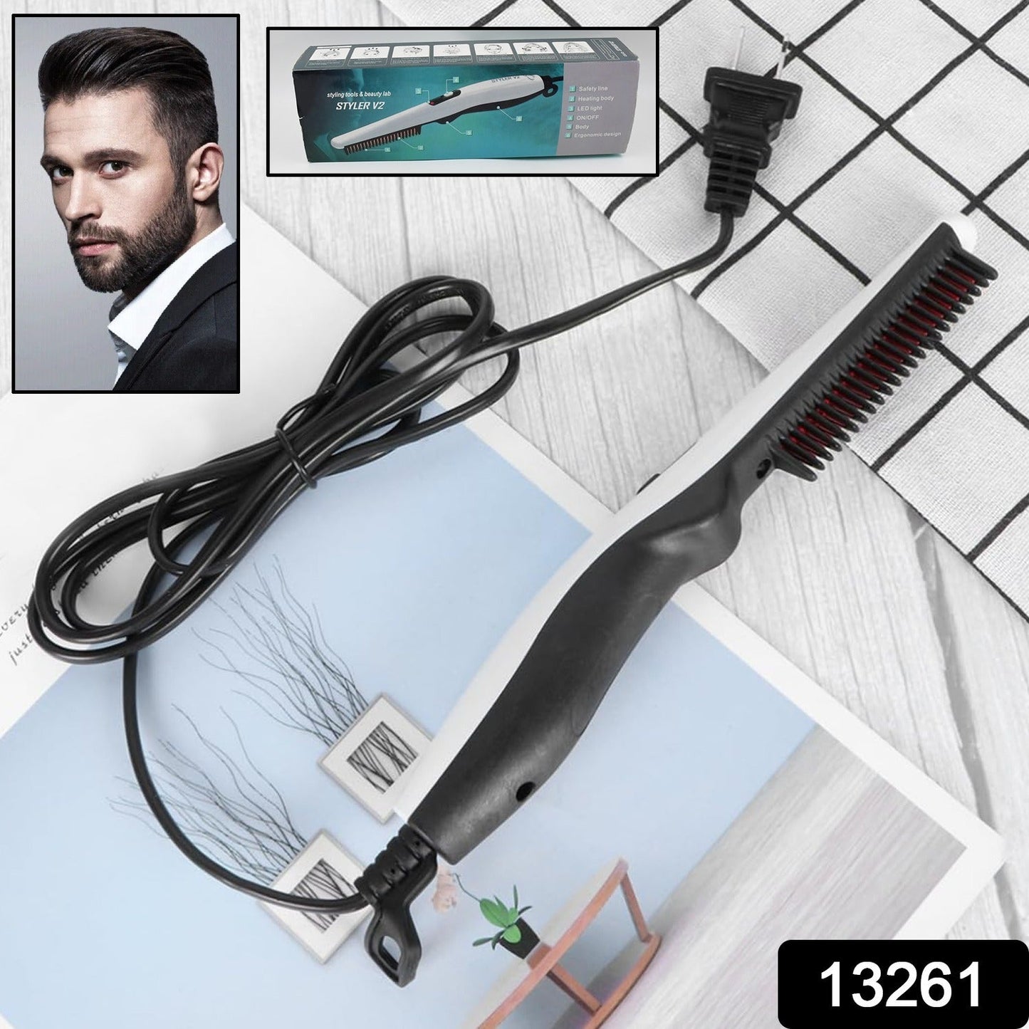 Electric Hair Straightening Comb – Portable & Safe Styling | Calm & Curl