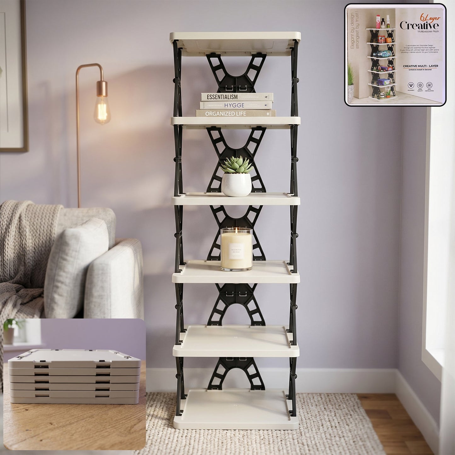 Space-Saving Multipurpose 6 Layer Storage Rack – Home