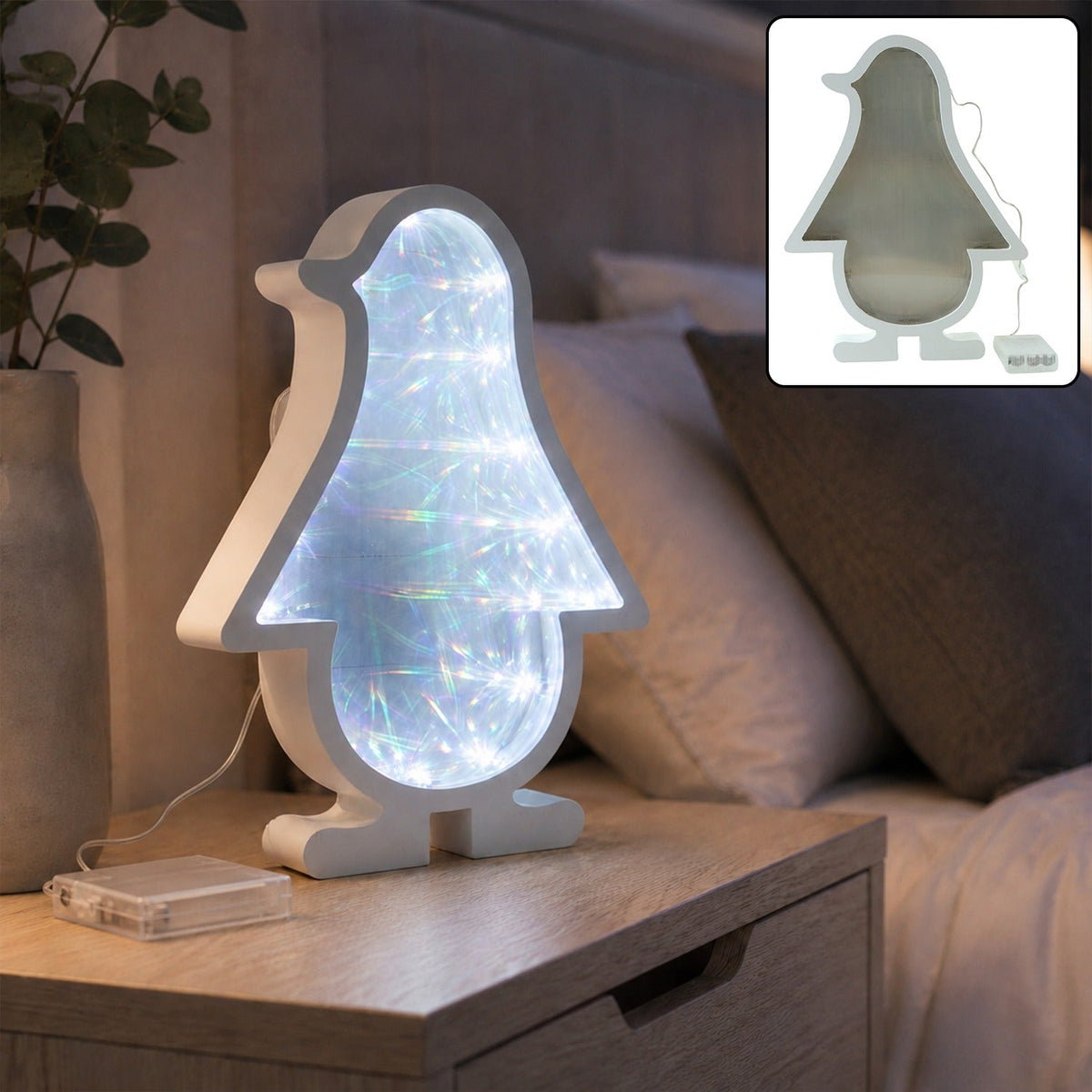 LED Penguin Infinity Mirror Light for Room Decor and Shelf - view 1