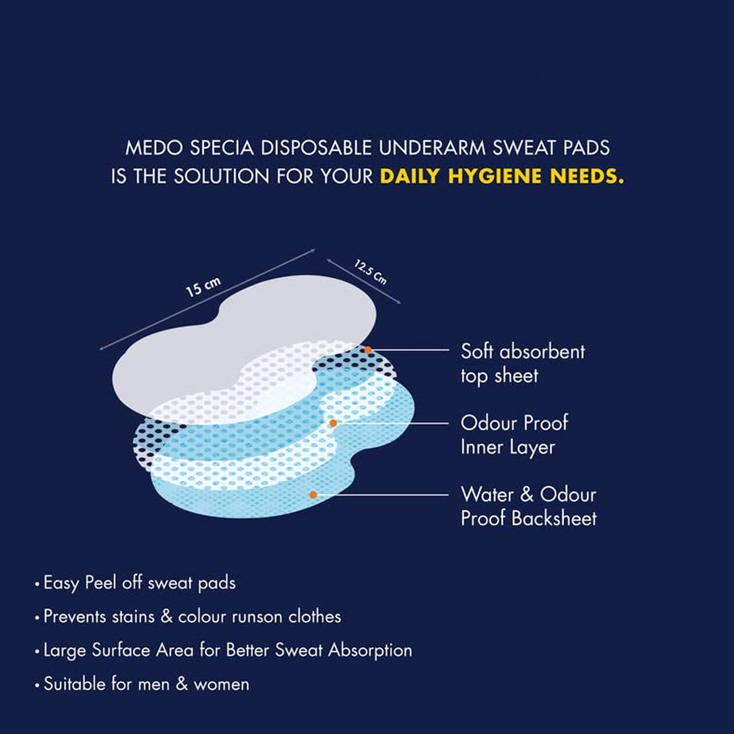 Underarm Sweat Pads – Highly Absorbent Disposable Cotton (10 Pack)