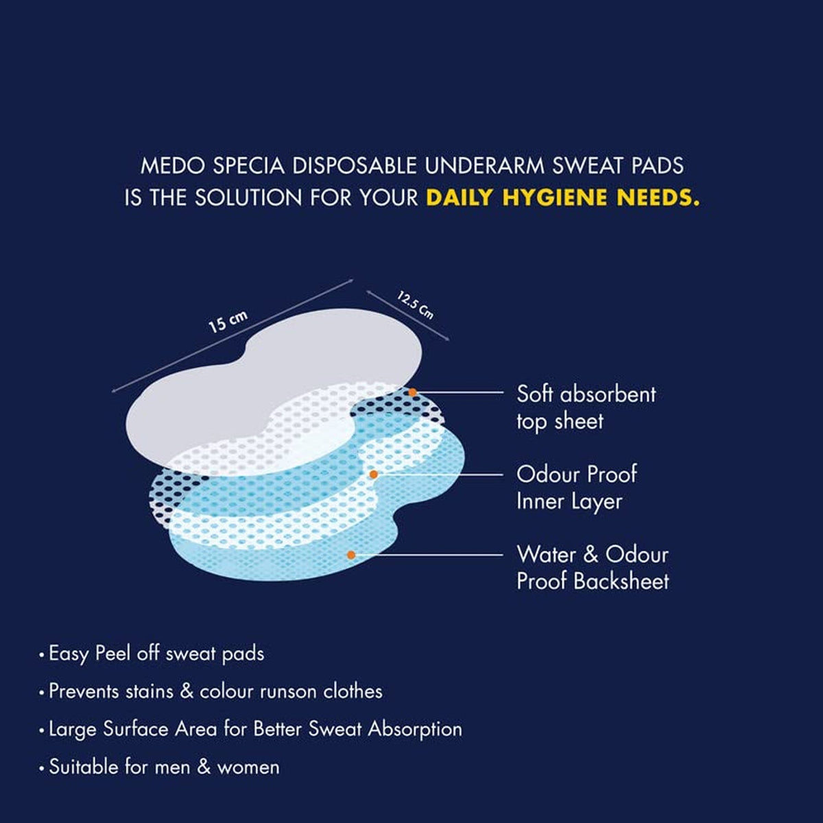 Underarm Sweat Pads – Highly Absorbent Disposable Cotton (10 Pack)