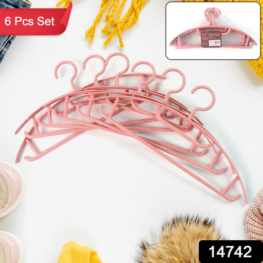 Ergonomic Plastic Cloth Hangers – Set of 6 Durable Wardrobe - main product view