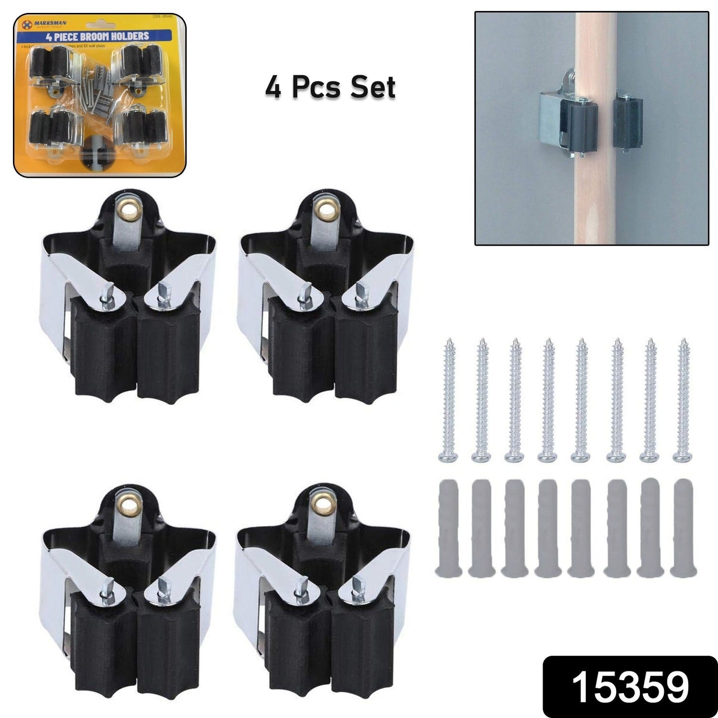Clutter-Free Storage Wall Mount Mop Holder – No-Slide Grip - main product view