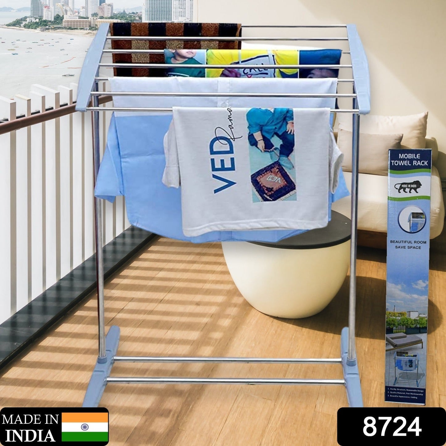 Space-Saving Portable Clothes Drying Rack – Steel & Plastic - main product view