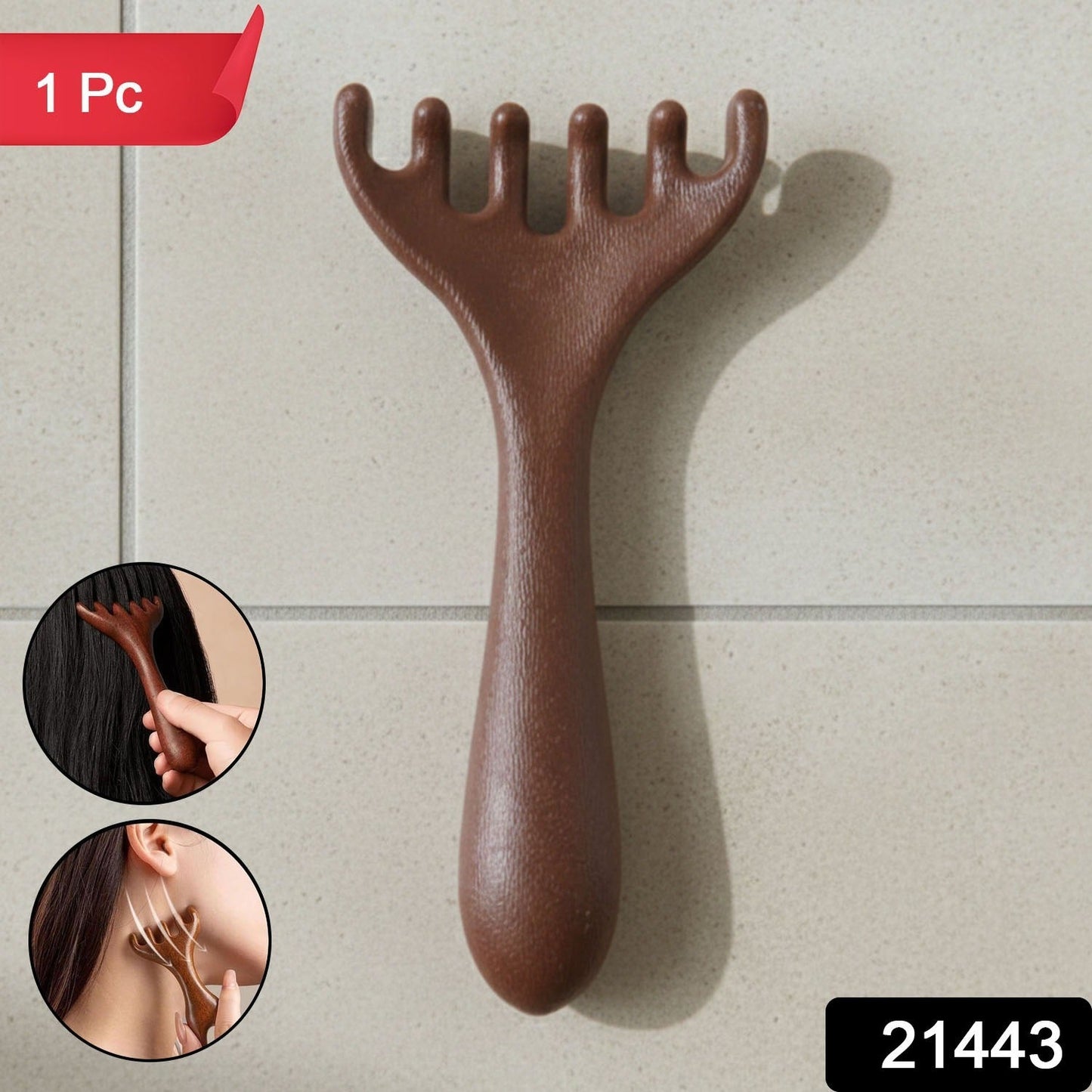 Wooden Head & Neck Scalp Massager – Handheld Stress Relief Tool