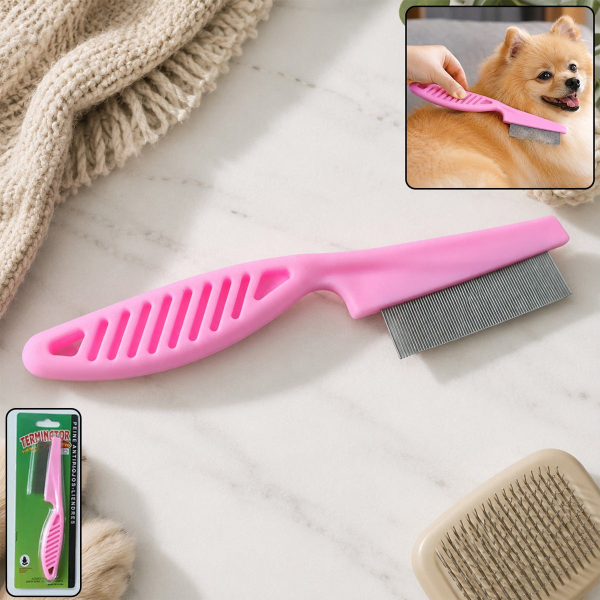 Dog Hair Remover Comb Pet Grooming Shedding Tool Fur Cleaning Brush - view 1