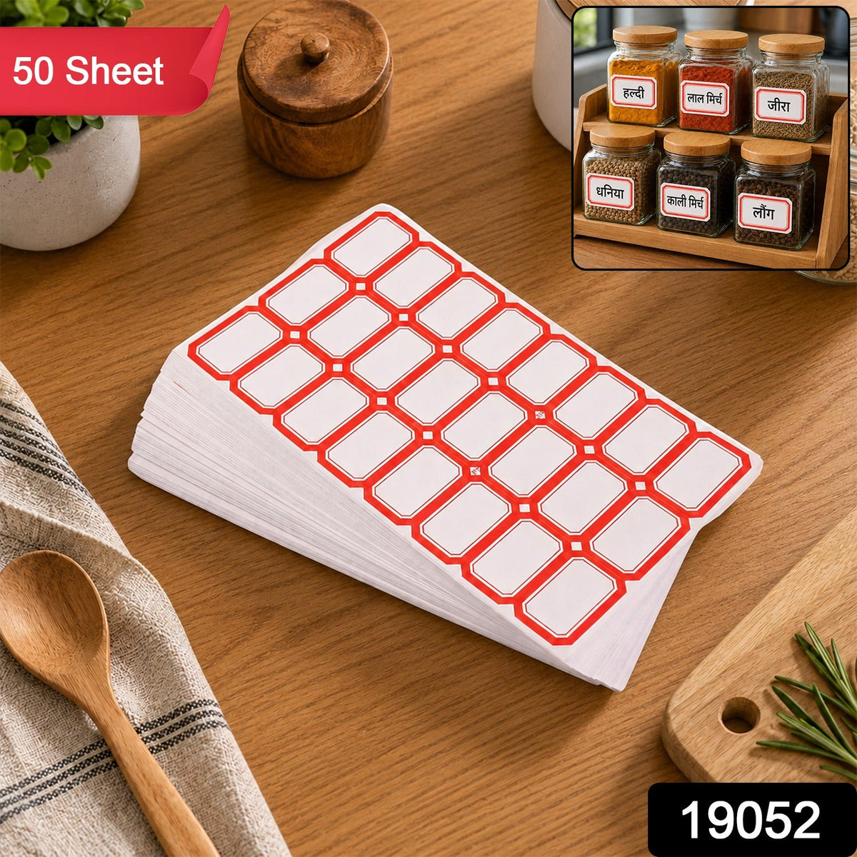 Spice-jar Labels, Container Labels,  Storage-box Labels S Writable Self Adhesive Sticker Sheets (50 Pc Set)