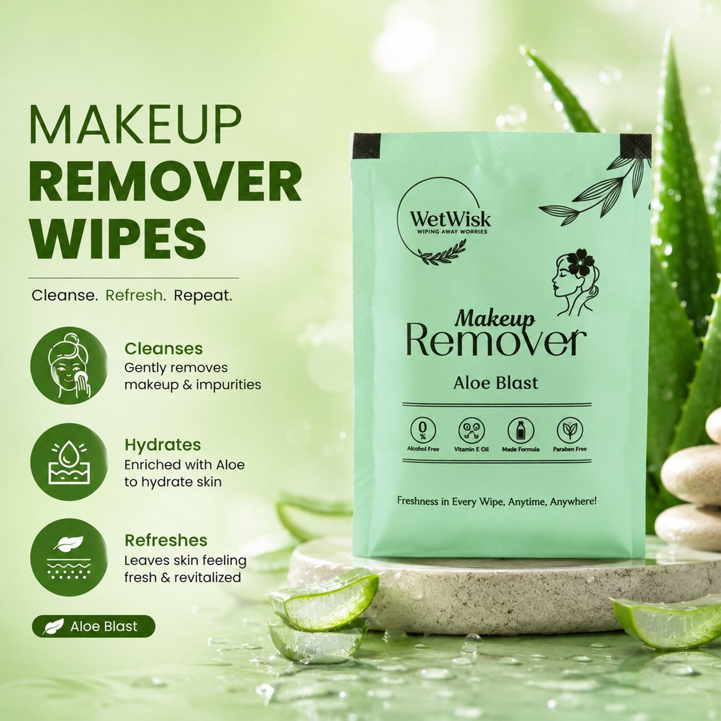 Makeup Remover Wet Wipes – Gentle & Travel-Friendly Facial Cleansing