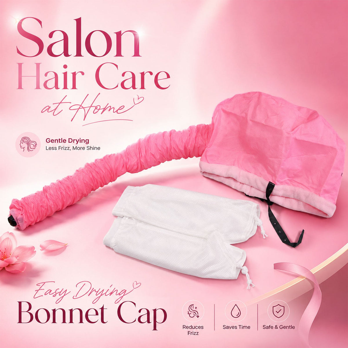 White hooded bonnet dryer attachment on background