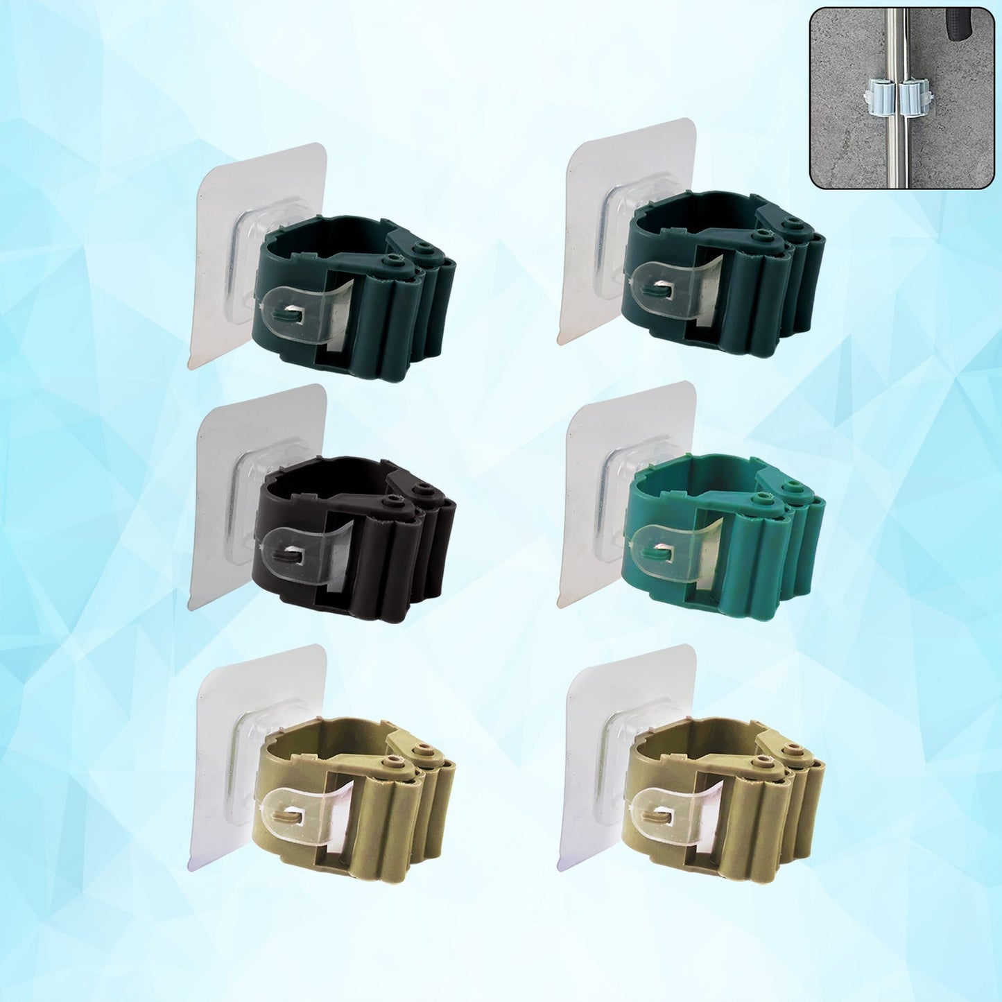 Clutter-Free Storage Mop & Broom Holder Clips – Strong