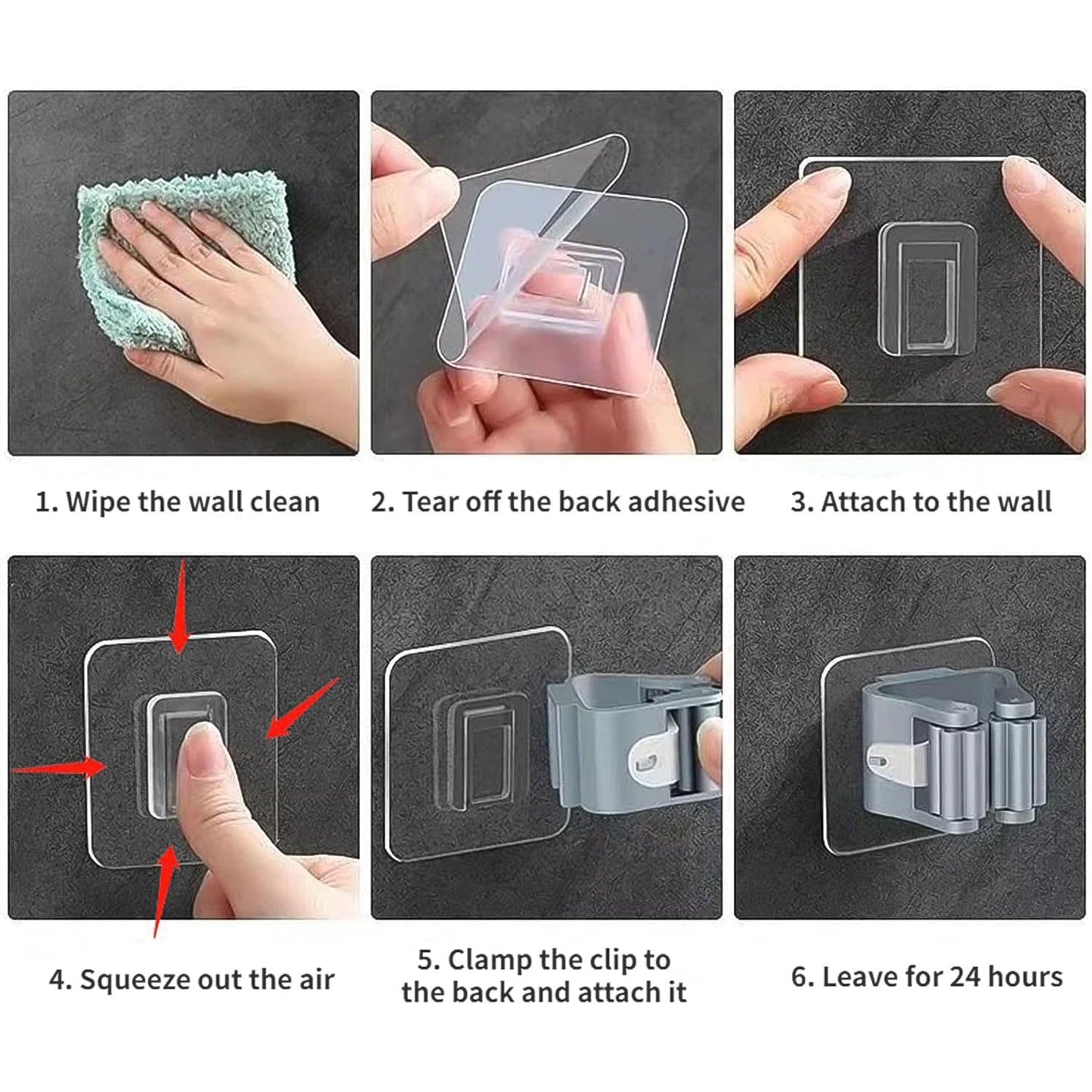 Clutter-Free Storage Mop & Broom Holder Clips – Strong