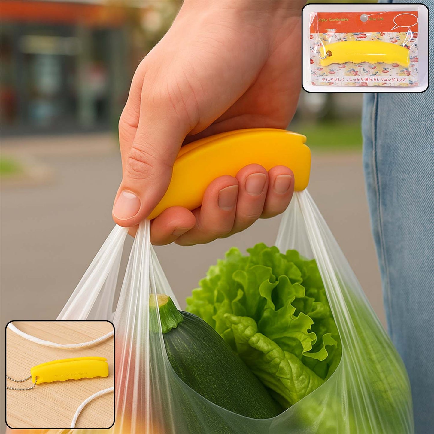 Travel-Ready Silicone Bag Carrier – Comfort Grip & Keychain