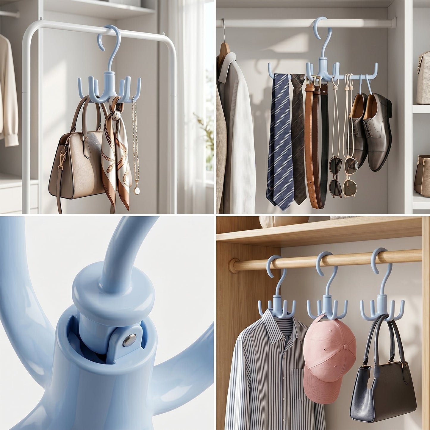 Space-Saving 360° Rotating Multipurpose Hook Hanger – Organizer