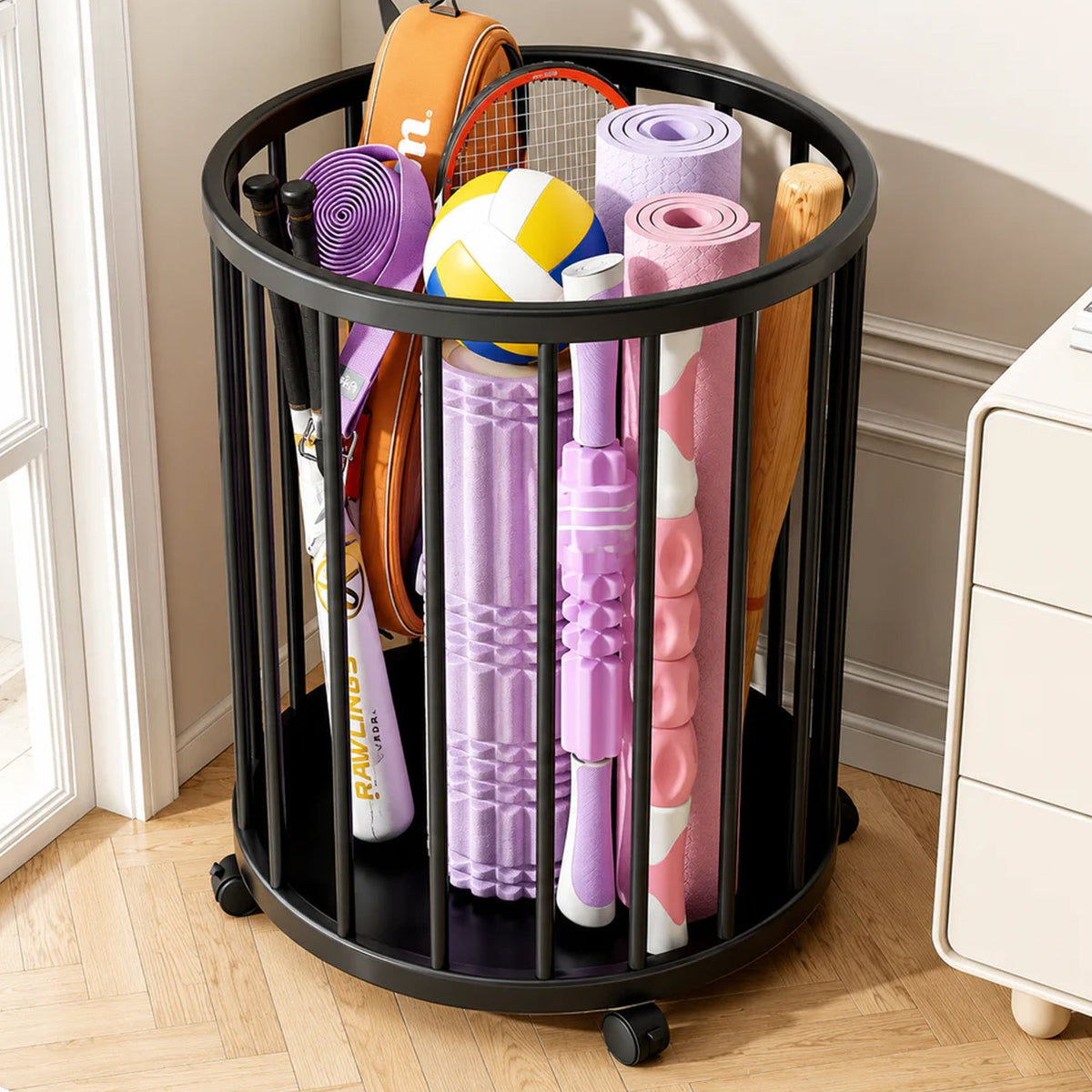 Clutter-Free Storage Metal Laundry Basket with Wheels (1 Pc)