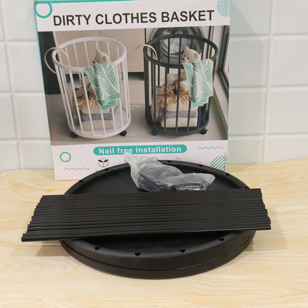 Clutter-Free Storage Metal Laundry Basket with Wheels (1 Pc)