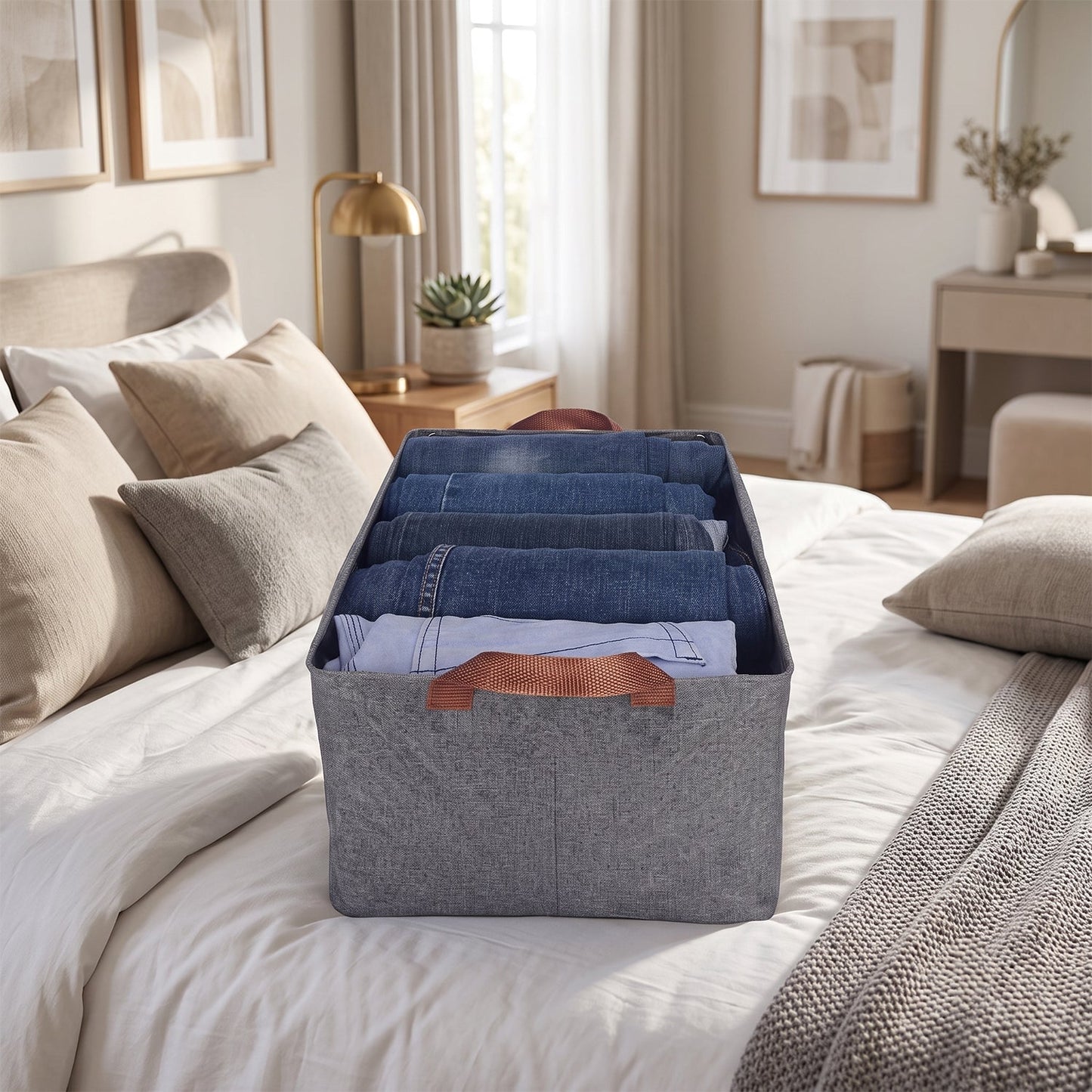Space-Saving Cloth Storage Basket (1 Pc / 47x28 Cm)