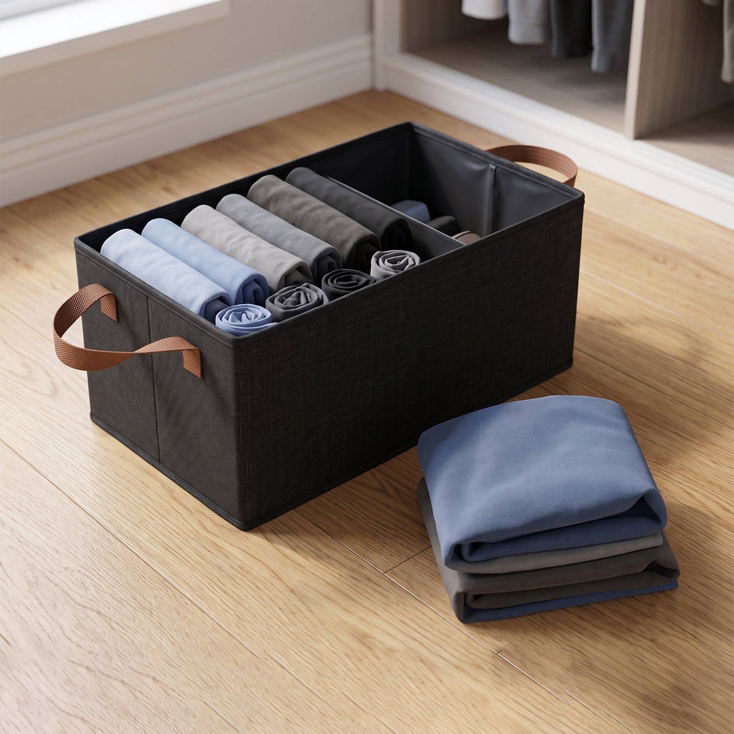 Space-Saving Cloth Storage Basket (1 Pc / 47x28 Cm)