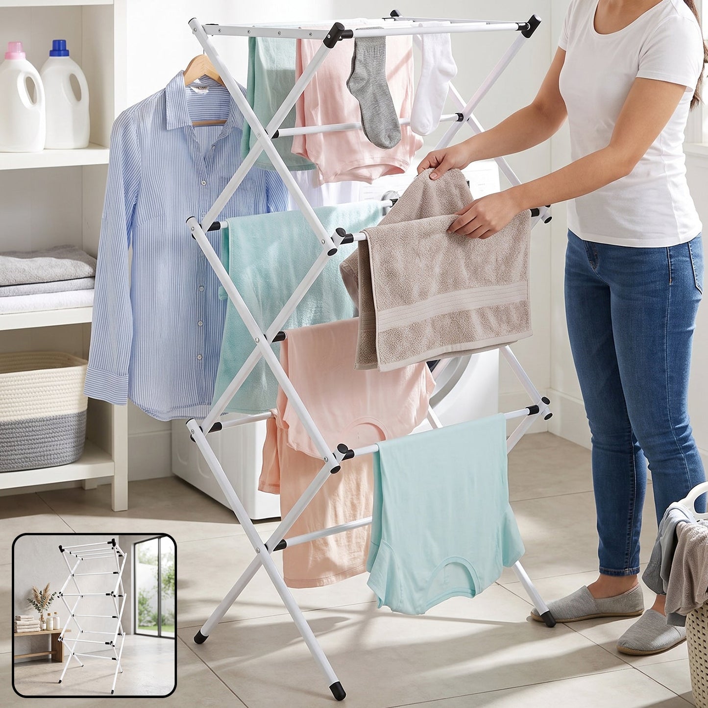 Space-Saving Metal Clothes Drying Rack – Tier Portable Stand