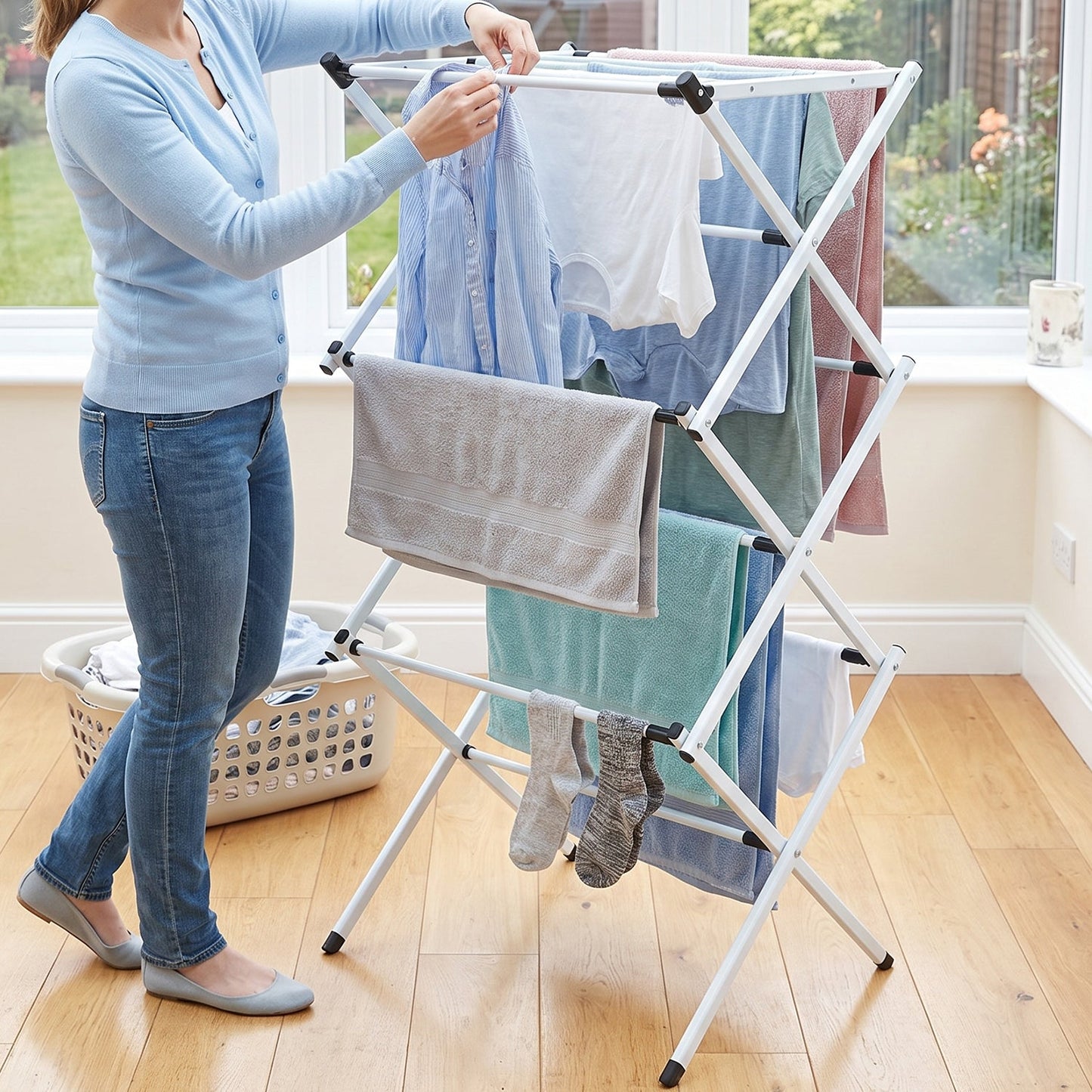 Space-Saving Metal Clothes Drying Rack – Tier Portable Stand