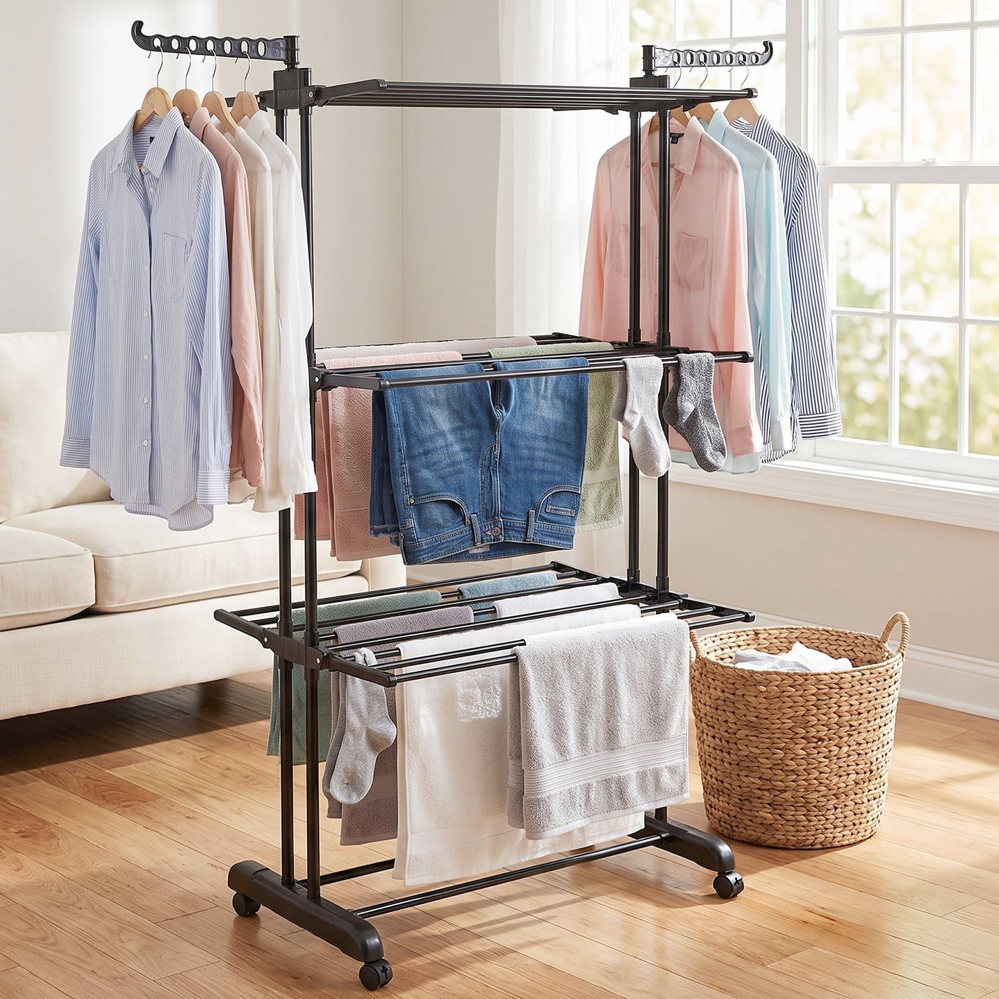 Clutter-Free Storage Expandable Garment Rack – Layer Cloth