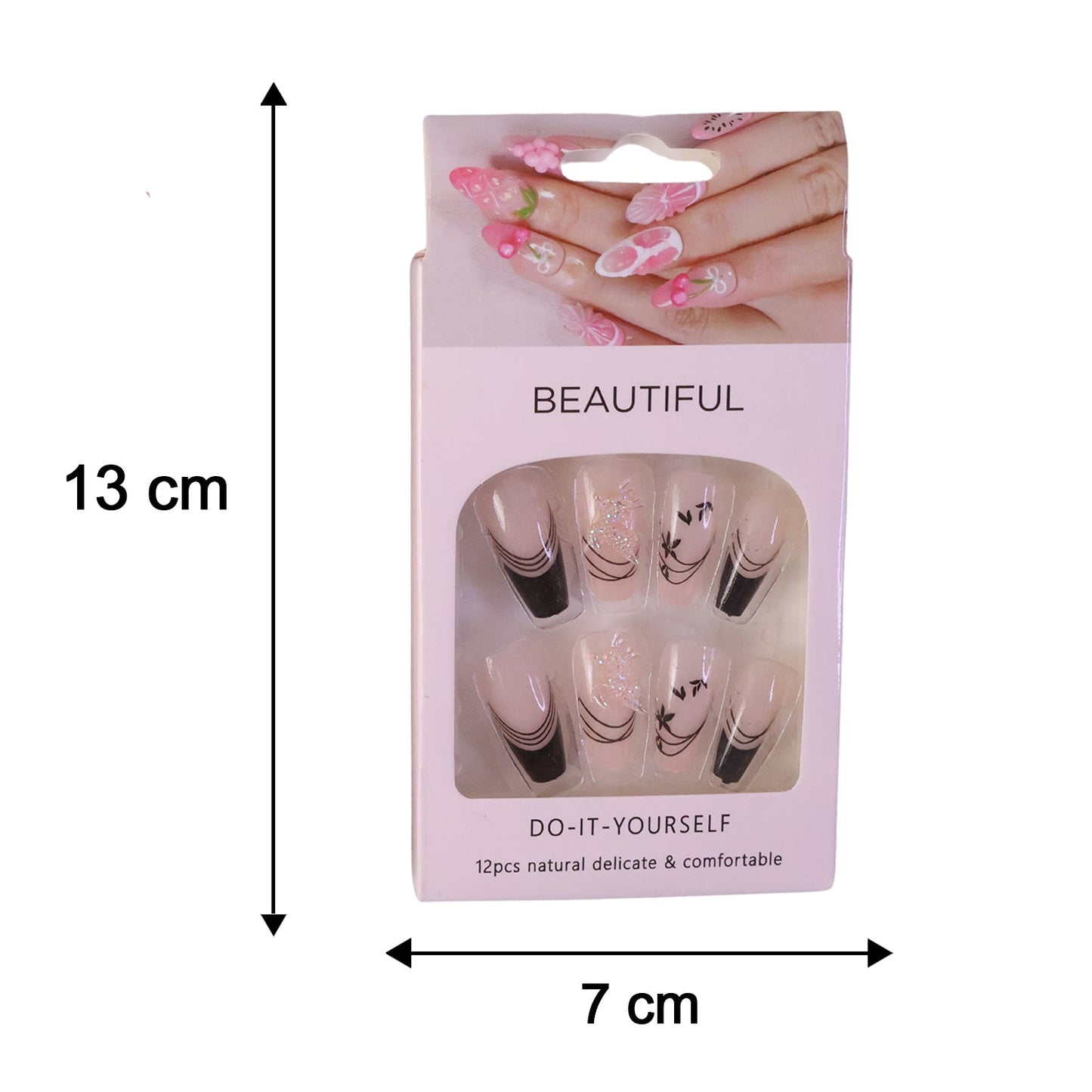 Burgundy Artificial Press-On Nails – Reusable Floral Set (Mix Design)