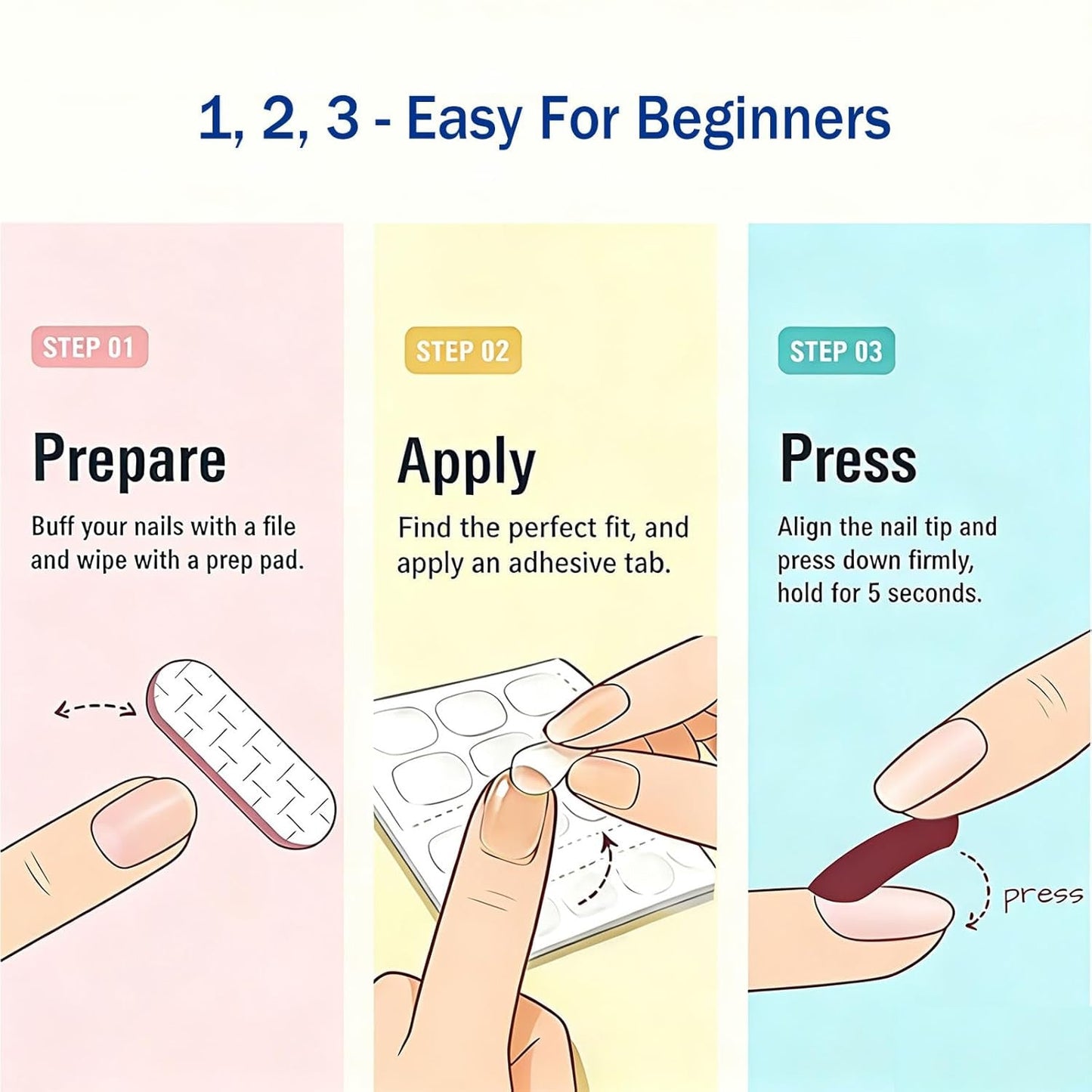 Press-On Nail Tips – Glitter 3D Floral Design with Strong Glue (Mix Design)