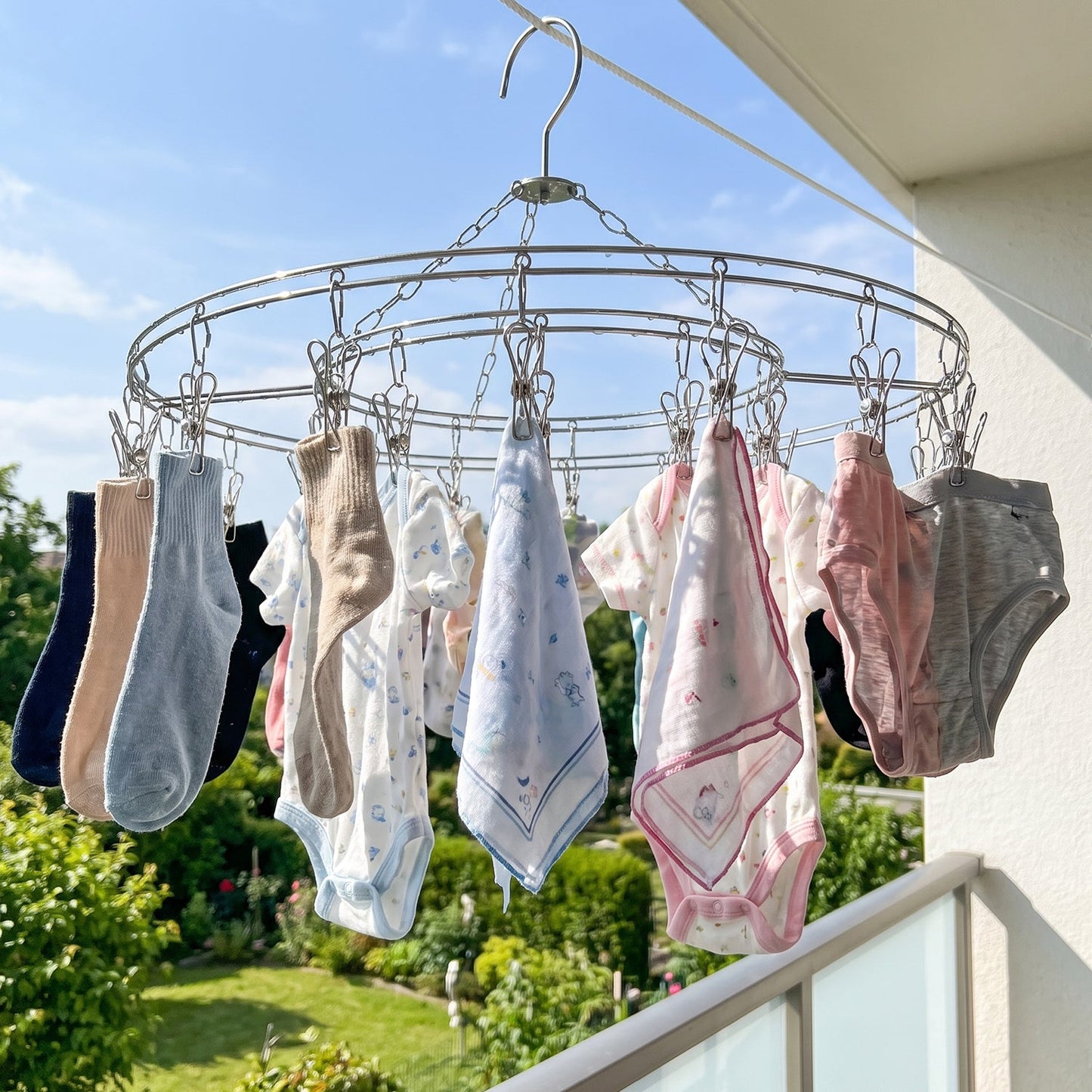 Stainless Steel Round Multi Clip Drying Hanger (1 Pc)