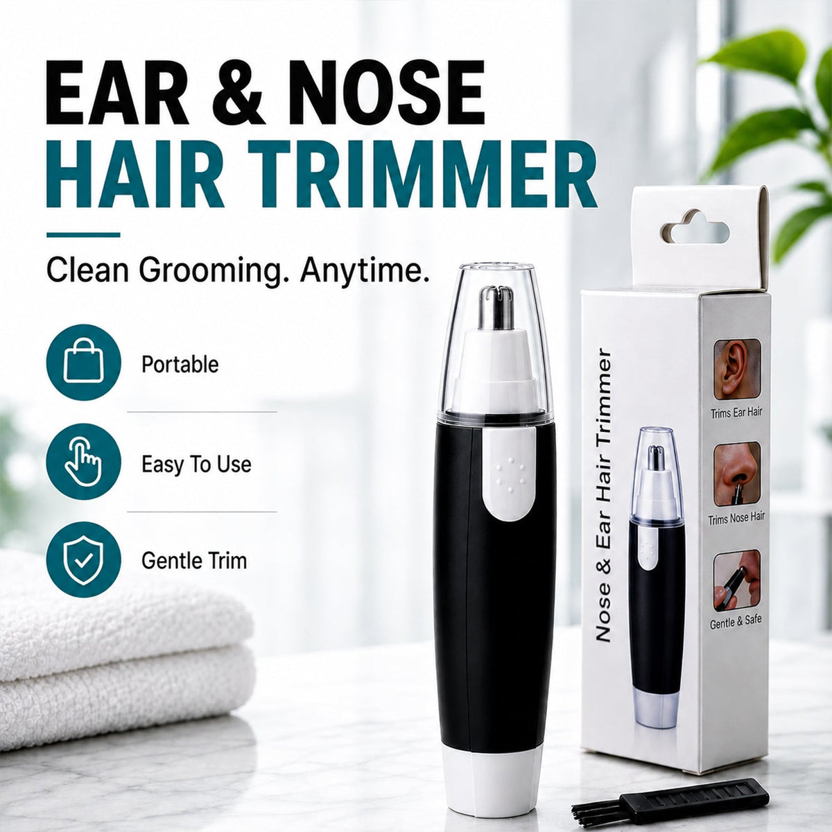 Ear & Nose Hair Trimmer – Painless, Battery-Operated