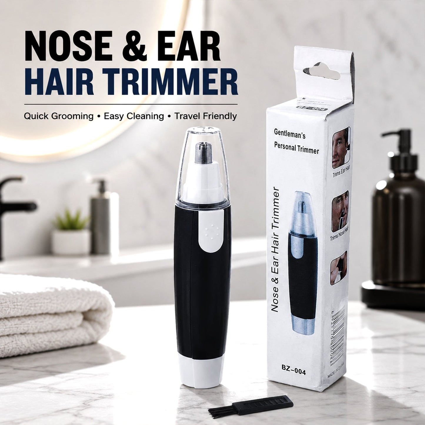 Ear & Nose Hair Trimmer – Painless, Battery-Operated | Calm & Curl