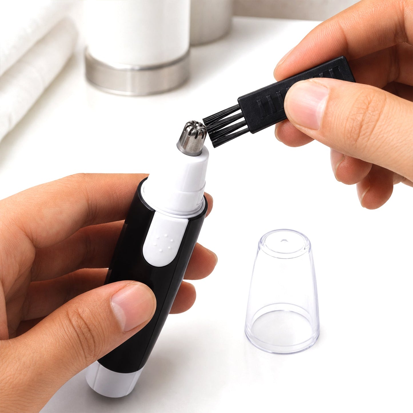 Ear & Nose Hair Trimmer – Painless, Battery-Operated | Calm & Curl