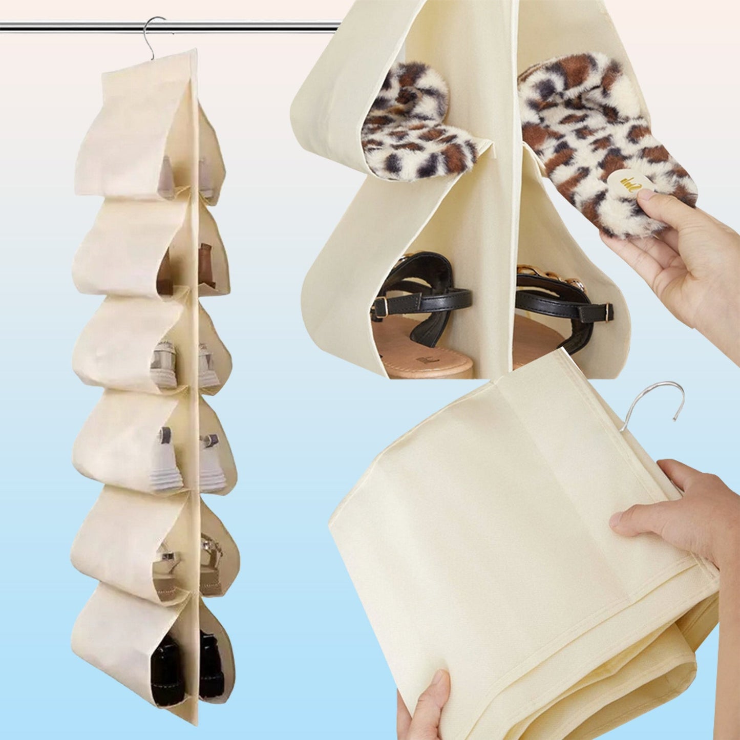Space-Saving 12-Pocket Hanging Shoe Organizer – Durable