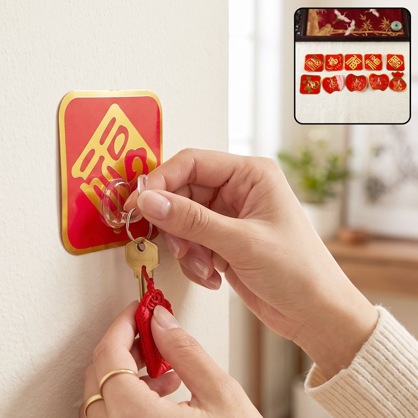 Self Adhesive Wall Hooks, Decorative Strong (10 Pcs Set)