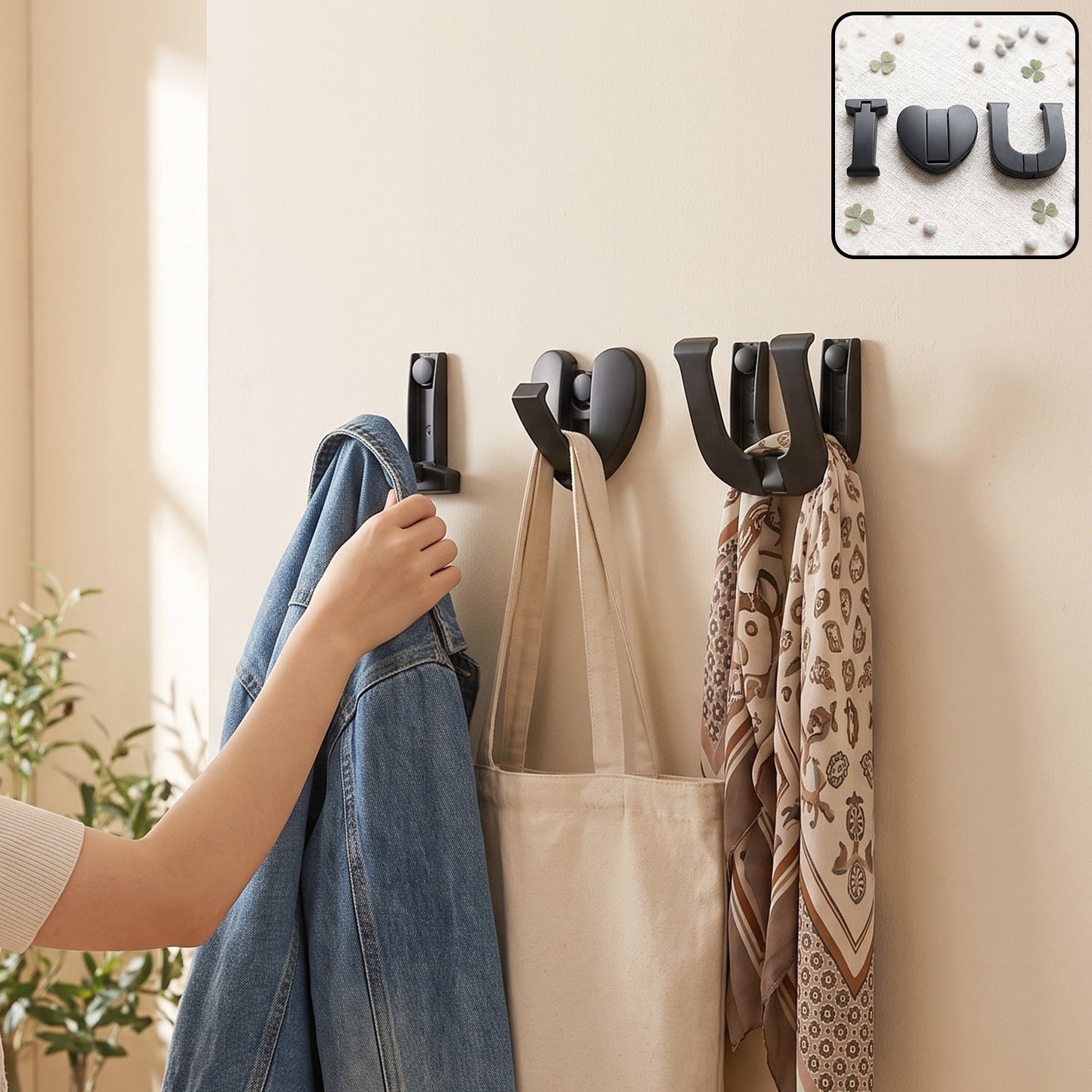 Heavy-Duty Premium Wall Hook 3 In 1 Self Adhesive (3 Pc)