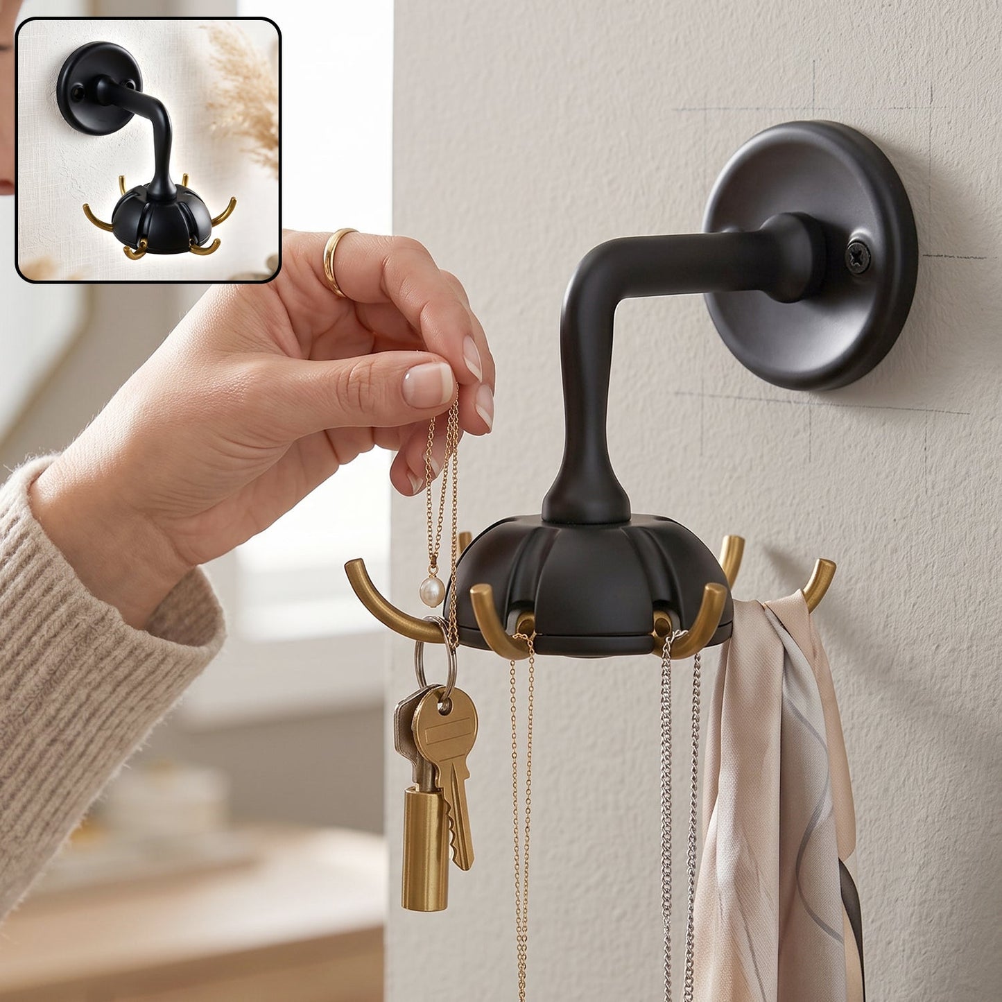 Heavy-Duty Wall Mounted Multi Hook for Keys Bags (1 Pc)