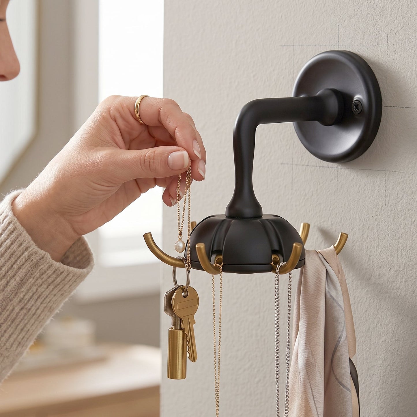 Heavy-Duty Wall Mounted Multi Hook for Keys Bags (1 Pc)