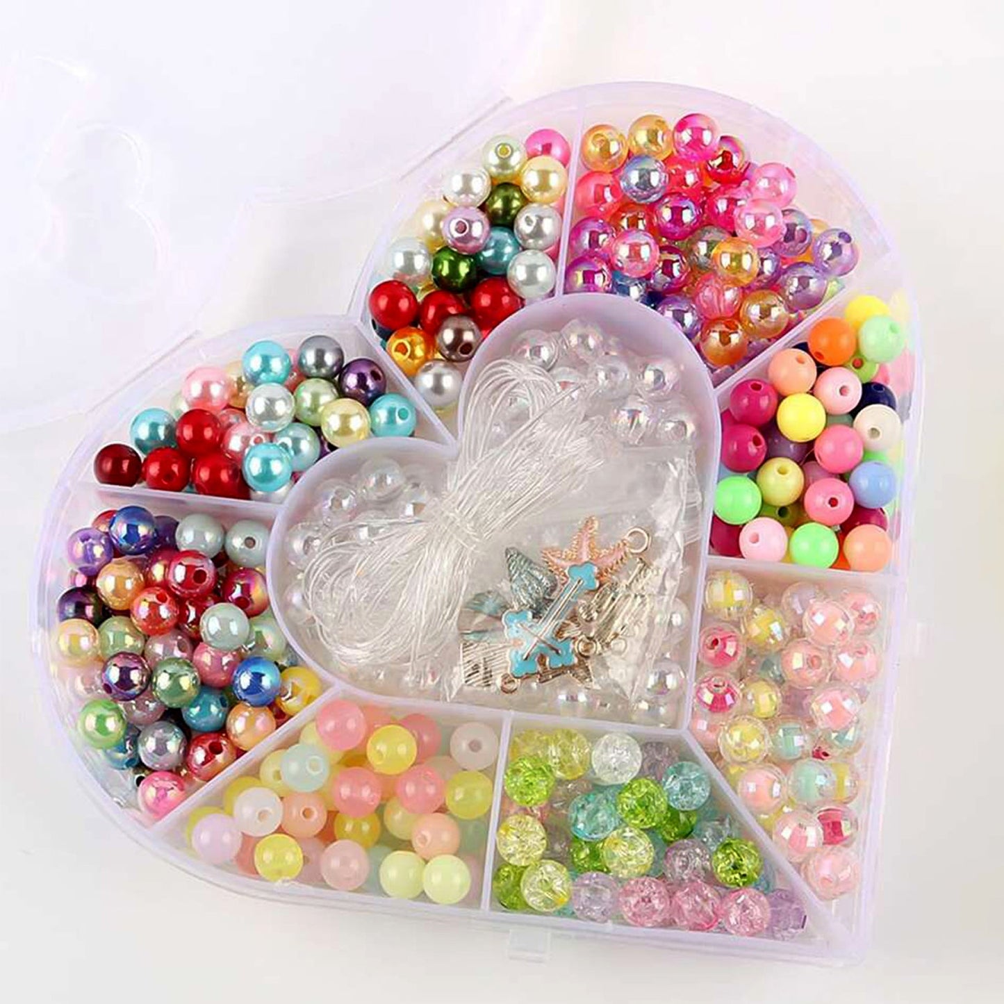 Adjustable Heart-Shaped Plastic Bead Storage Organizer