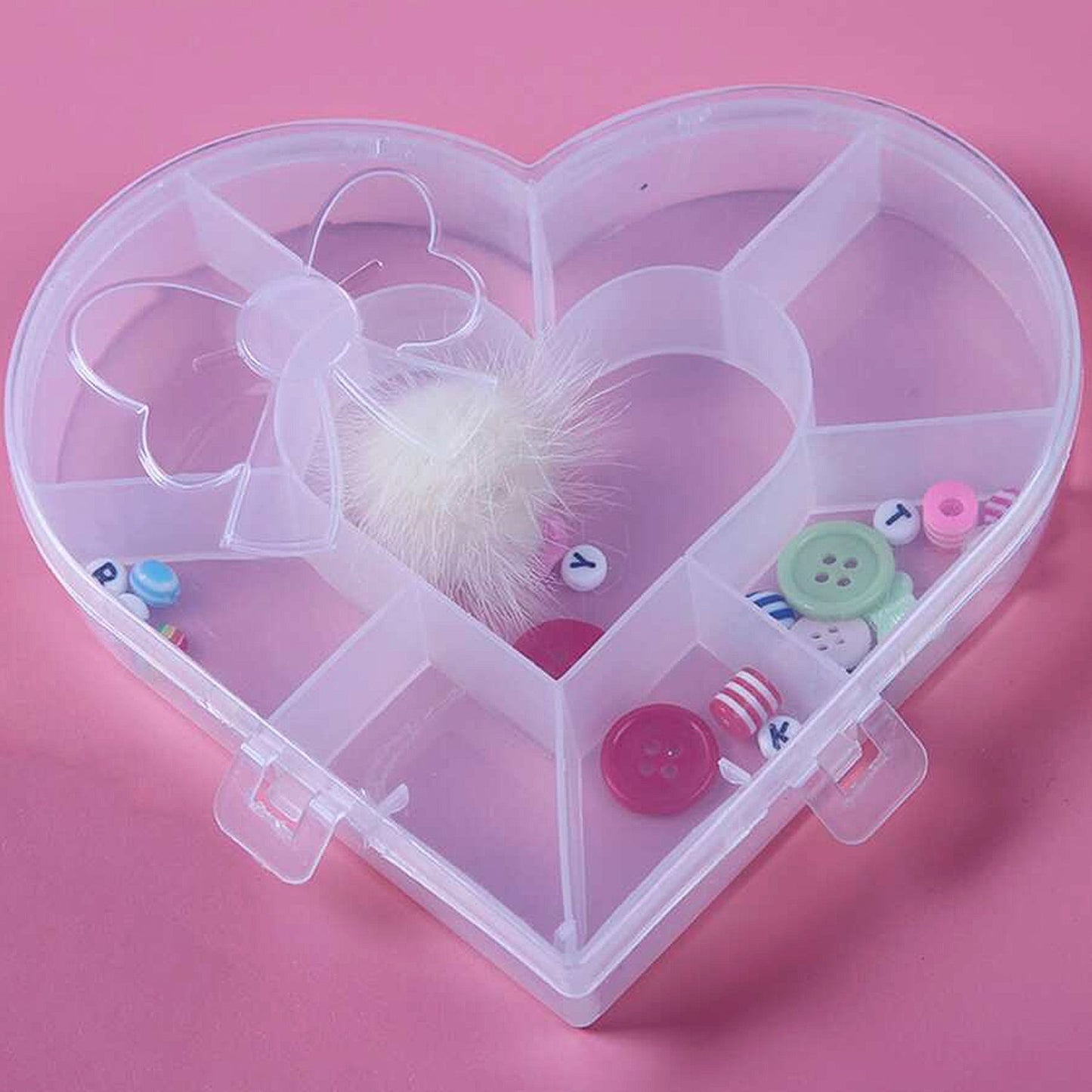 Adjustable Heart-Shaped Plastic Bead Storage Organizer