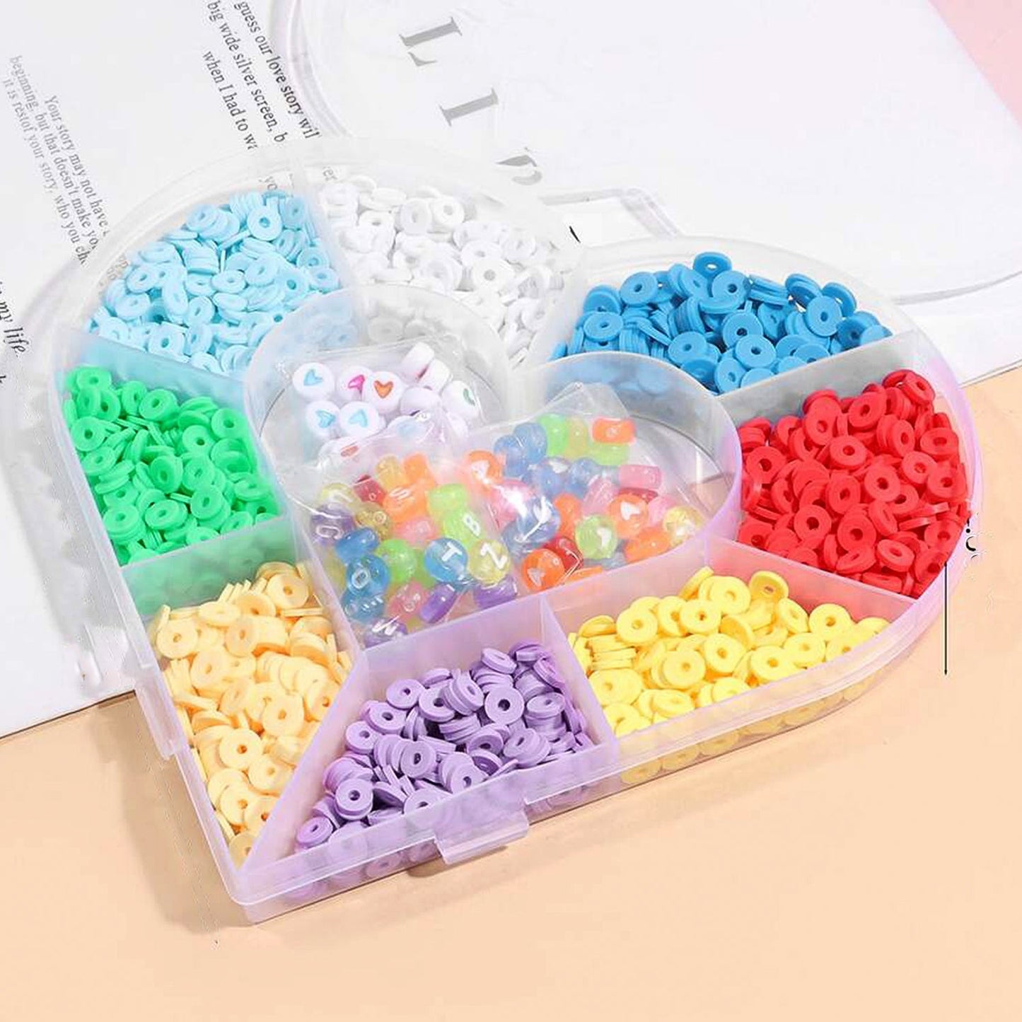 Adjustable Heart-Shaped Plastic Bead Storage Organizer